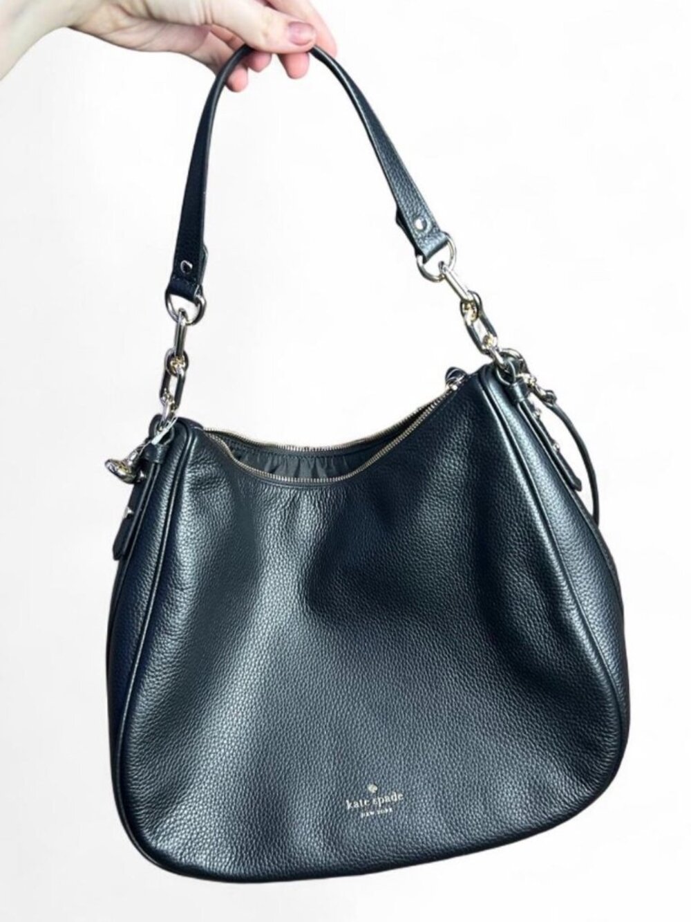 Black leather Kate Spade New York shoulder bag with gold hardware